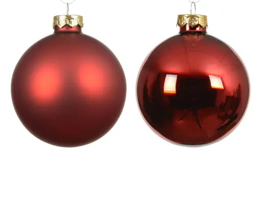 Set 4 Palline di Natale in Vetro Rosso Ø10 cm Lucide e Opache Decoris Kaemingk