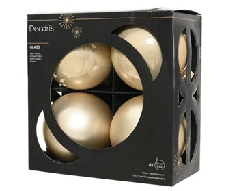 Set 4 Palline di Natale in Vetro Color Perla Ø10 cm Lucide e Opache Decoris Kaemingk