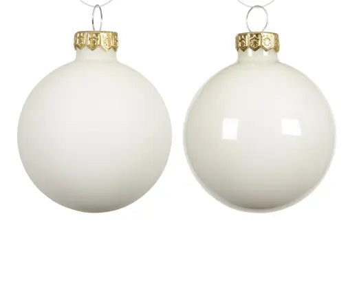 Set 4 Palline di Natale in Vetro Bianco Lana Ø10 cm Lucide e Opache Decoris Kaemingk