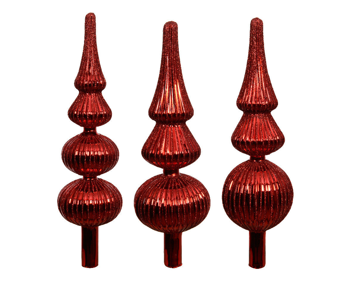 Puntale per Albero di Natale 31cm H in Vetro Colore Red Xmas (Rosso Natalizio) | Kaemingk