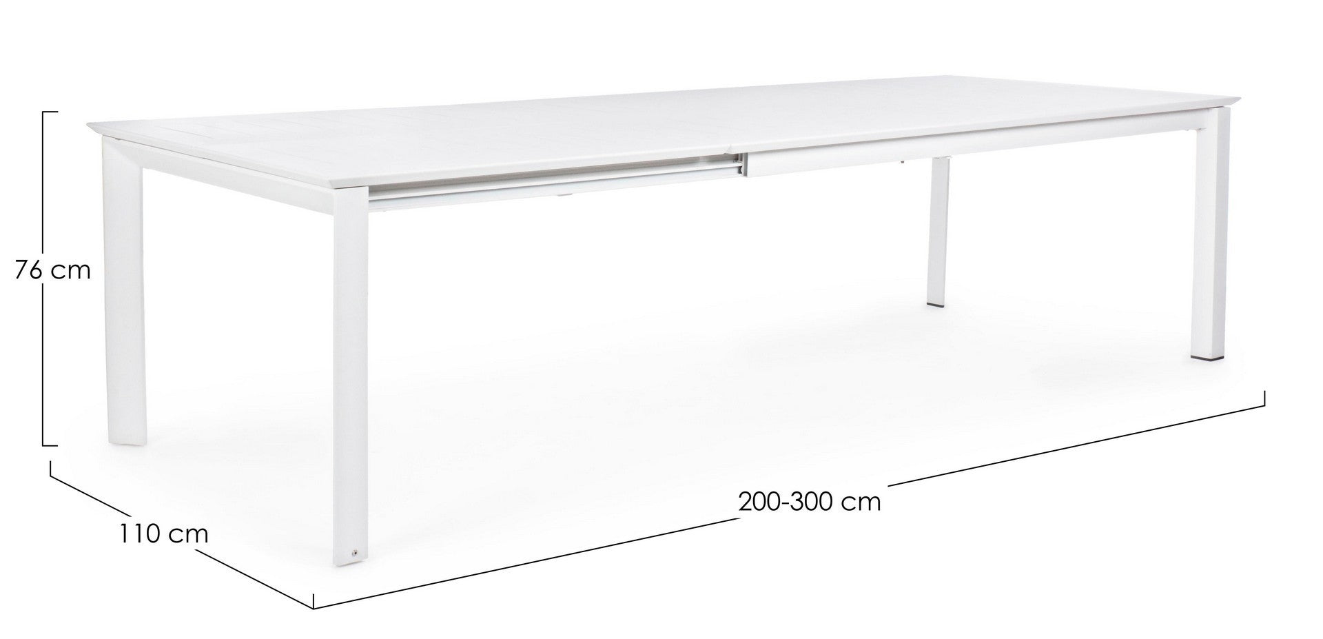 Tavolo da esterno 200-300x100 cm colore bianco alluminio 