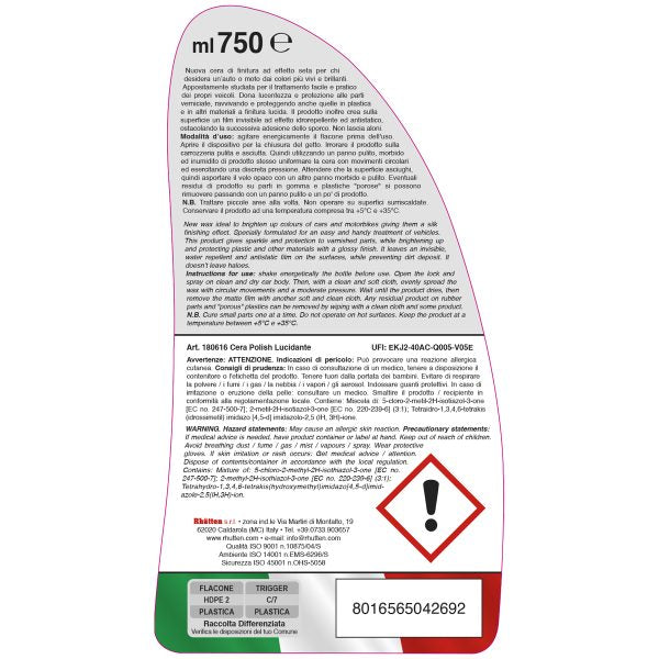 Rhütten Cera-Polish Lucidante 750 ml Cera Polish per Carrozzeria Auto