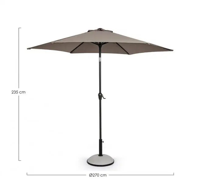 Ombrellone da Giardino Bizzotto Kalife con Snodo e Manovella, Tortora Ø 2,7 m | Design Moderno Outdoor