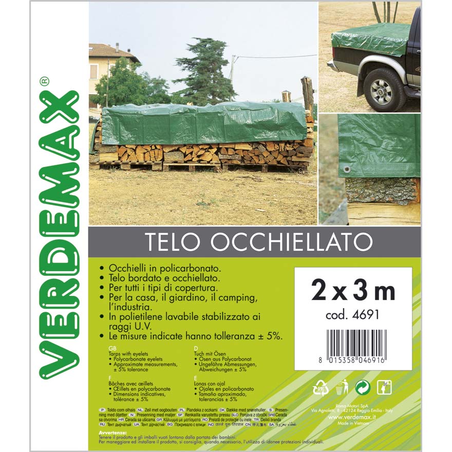 Telo Occhiellato 90 gr/mq, 5x6 Metri Verdemax