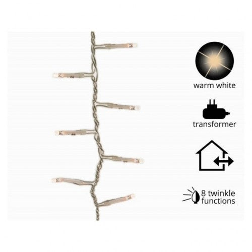 Catena Luminosa LED 8 Funzioni Lunghezza 1600 cm (16 Metri) Cavo Trasparente Luce Calda (Warm White) | Kaemingk