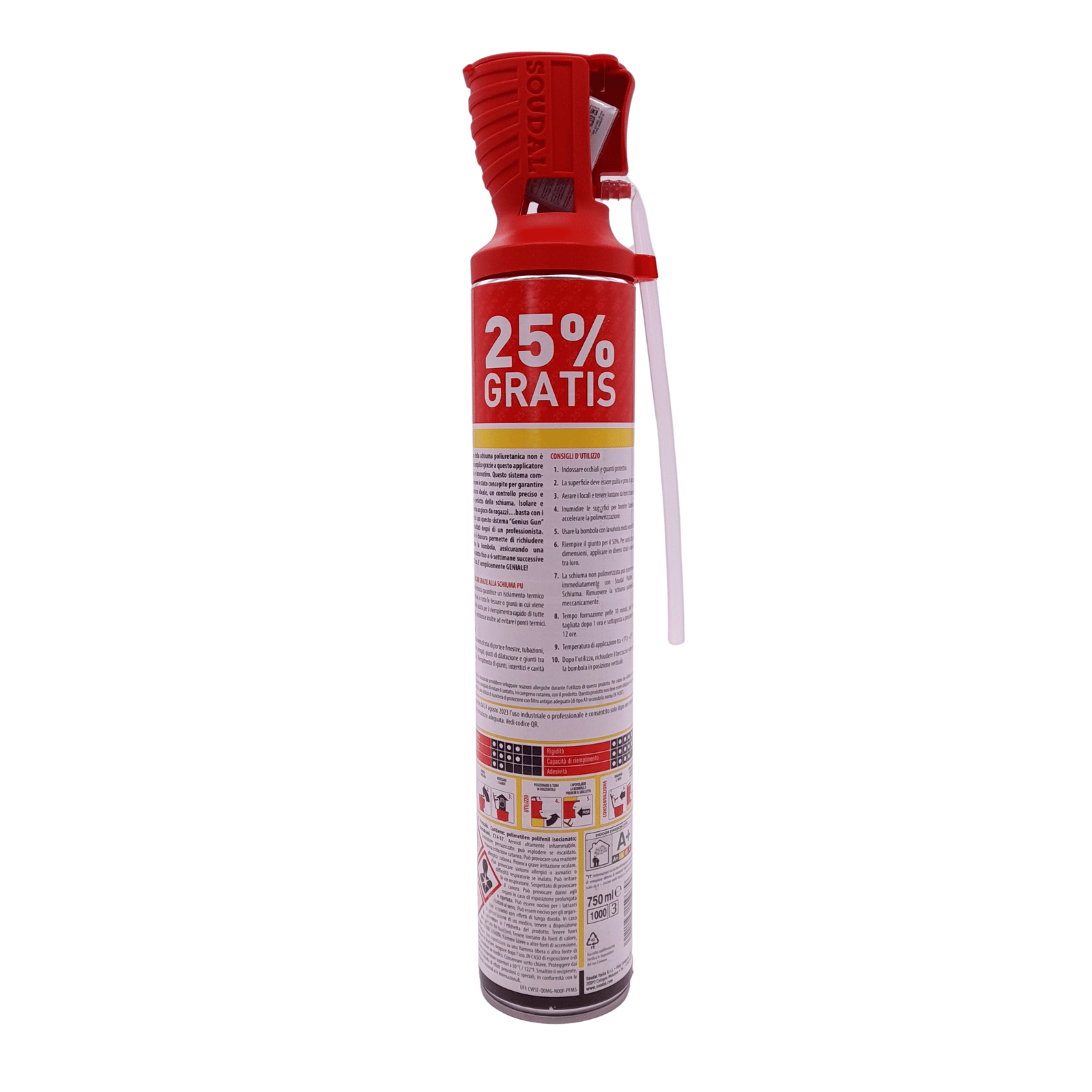 Schiuma Poliuretanica SOUDAL Genius Gun per Montaggio e Isolamento 750ml, Applicatore Manuale Riutilizzabile | SOUDAL