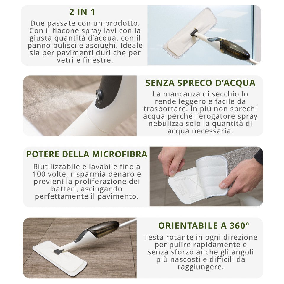 Scopa A Vapore Mop Spray For Pavimenti Con Cuscinetto In - Foto 2
