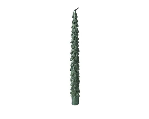 Box Set 2 Candele Natalizie Decorative Effetto Albero Colore Verde Pino Pine Green H.25cm | Kaemingk