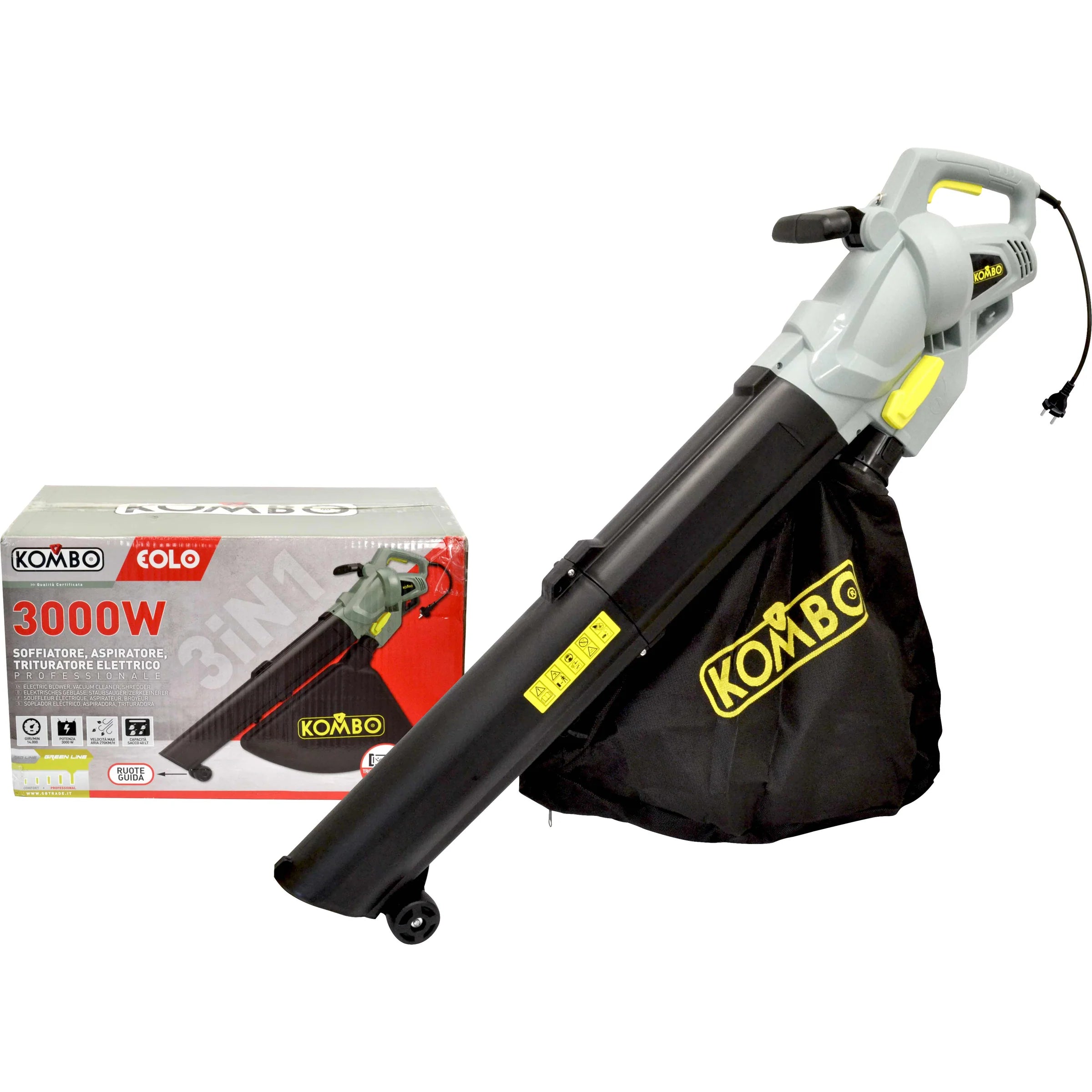 Aspiratore soffiatore 3000W con sacca raccolta Kombo
