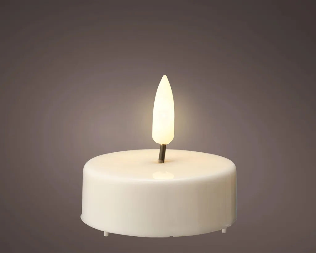 Set 2 Tealight LED Candele Elettriche H.5,5cm D.6cm Colore Bianco con Luce Bianco Caldo Warm White | Kaemingk