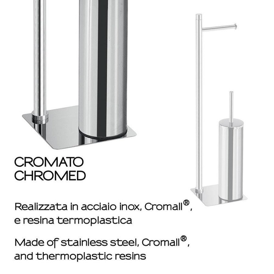 Piantana porta rotolo e scopino Trilly cromata Gedy