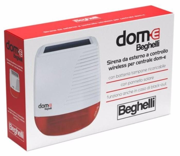 Sirena da Esterno Beghelli Dom-e Wireless, Sirena d'Allarme con Lampeggiante per Antifurto Smart | Beghelli