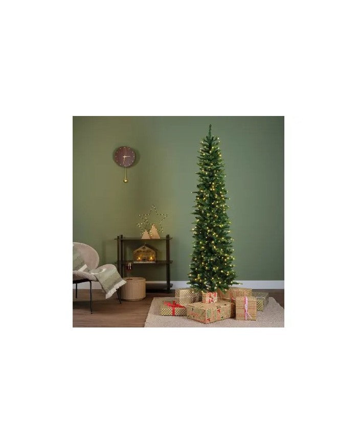 Albero di Natale Artificiale LED Slim Sottile H.180cm Colore Verde per Interno Indoor | Kaemingk