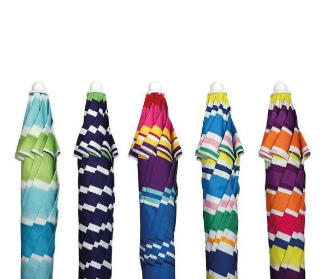 Ombrellone da spiaggia e giardino A648 Bloom in nylon rigato Ø200 cm anti-UV Moia