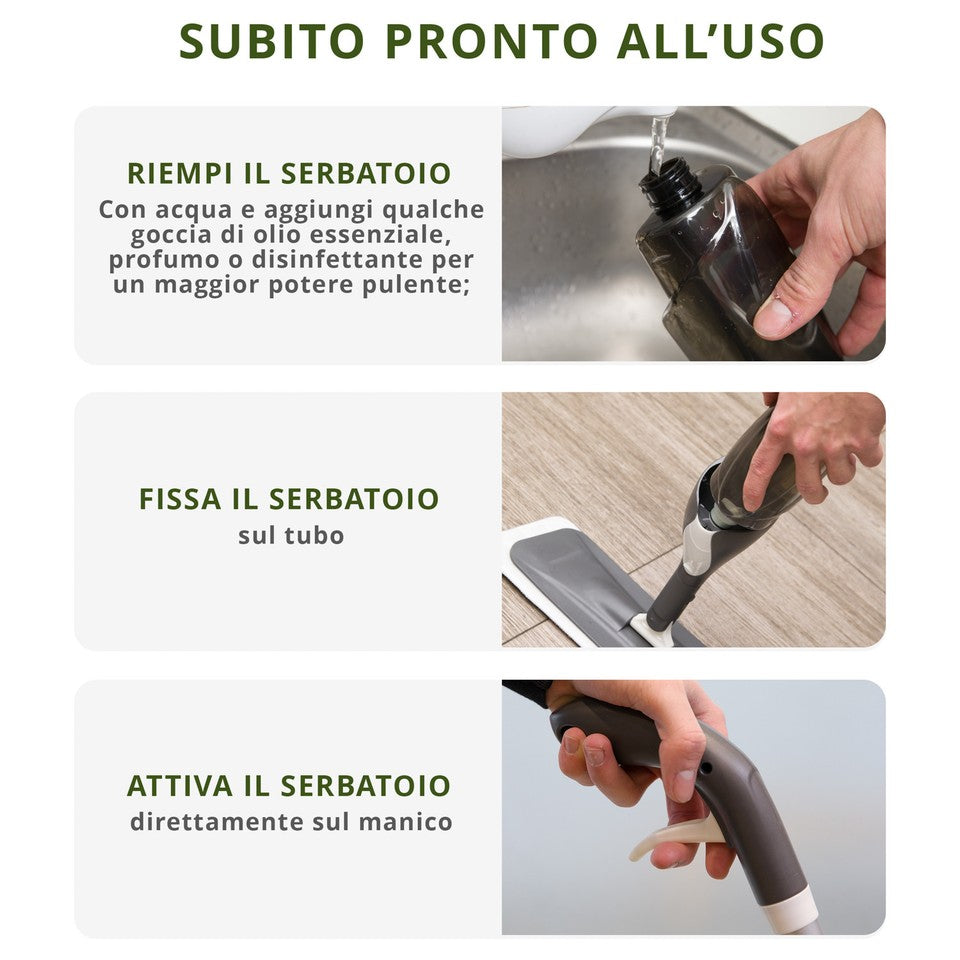 Spray Mop Kasanova 500ml Grigio: Pulizia Pavimenti Comoda e Rapida