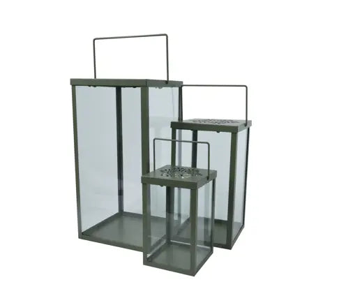 Set 3 Lanterne Decorative Colore Verde Pino Pine Green | Kaemingk