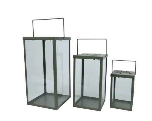 Set 3 Lanterne Decorative Colore Verde Pino Pine Green | Kaemingk