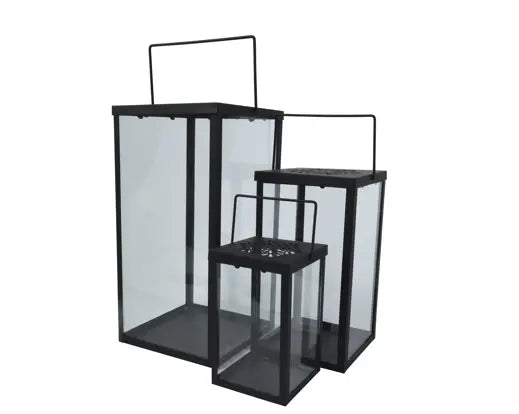 Set 3 Lanterne Decorative Colore Nero Black | Kaemingk
