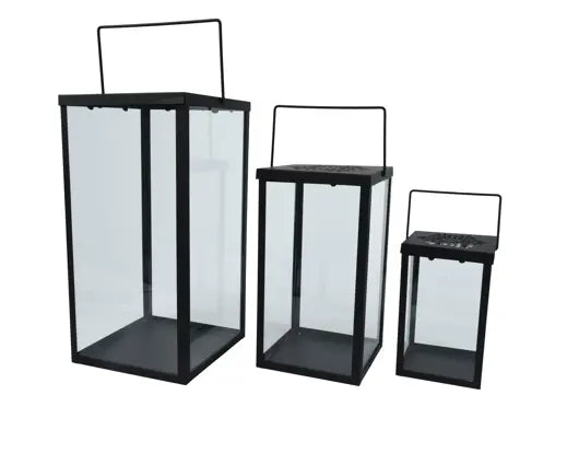 Set 3 Lanterne Decorative Colore Nero Black | Kaemingk