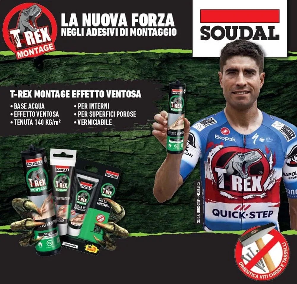 Bipack Colla di Montaggio SOUDAL T-REX 2 x 380g, Adesivo Sigillante a Presa Immediata Rinforzato con Fibre | SOUDAL