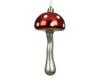 Fungo Natalizio Decorativo Rosso e Bianco 7x15 cm Kaemingk – Addobbo a Forma di Fungo