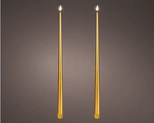 Set 2 Candele LED Oro Luce Calda Ø2,2xH42,5 cm Kaemingk – Candele Decorative Natalizie