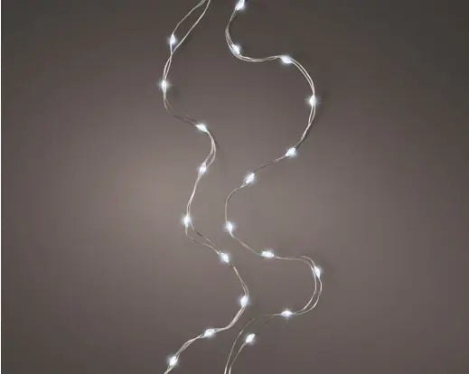 Catena Luminosa Natalizia 60 Micro LED Bianco Freddo 2,95 m a Batteria con Timer 6 Ore Lumineo Kaemingk
