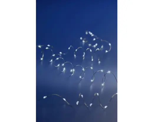 Catena Luminosa Natalizia 60 Micro LED Bianco Freddo 2,95 m a Batteria con Timer 6 Ore Lumineo Kaemingk