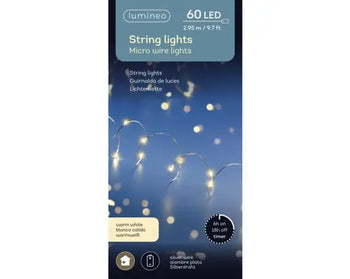 Catena Luminosa Natalizia 60 Micro LED Bianco Caldo 2,95 m a Batteria con Timer 6 Ore Lumineo Kaemingk