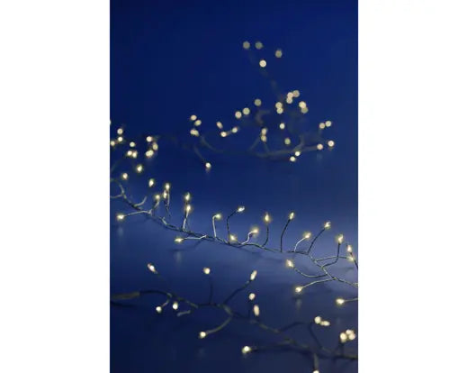 Catena Luminosa Natalizia 100 Micro LED Bianco Caldo 1,20 m a Batteria Filo Argento Lumineo Kaemingk