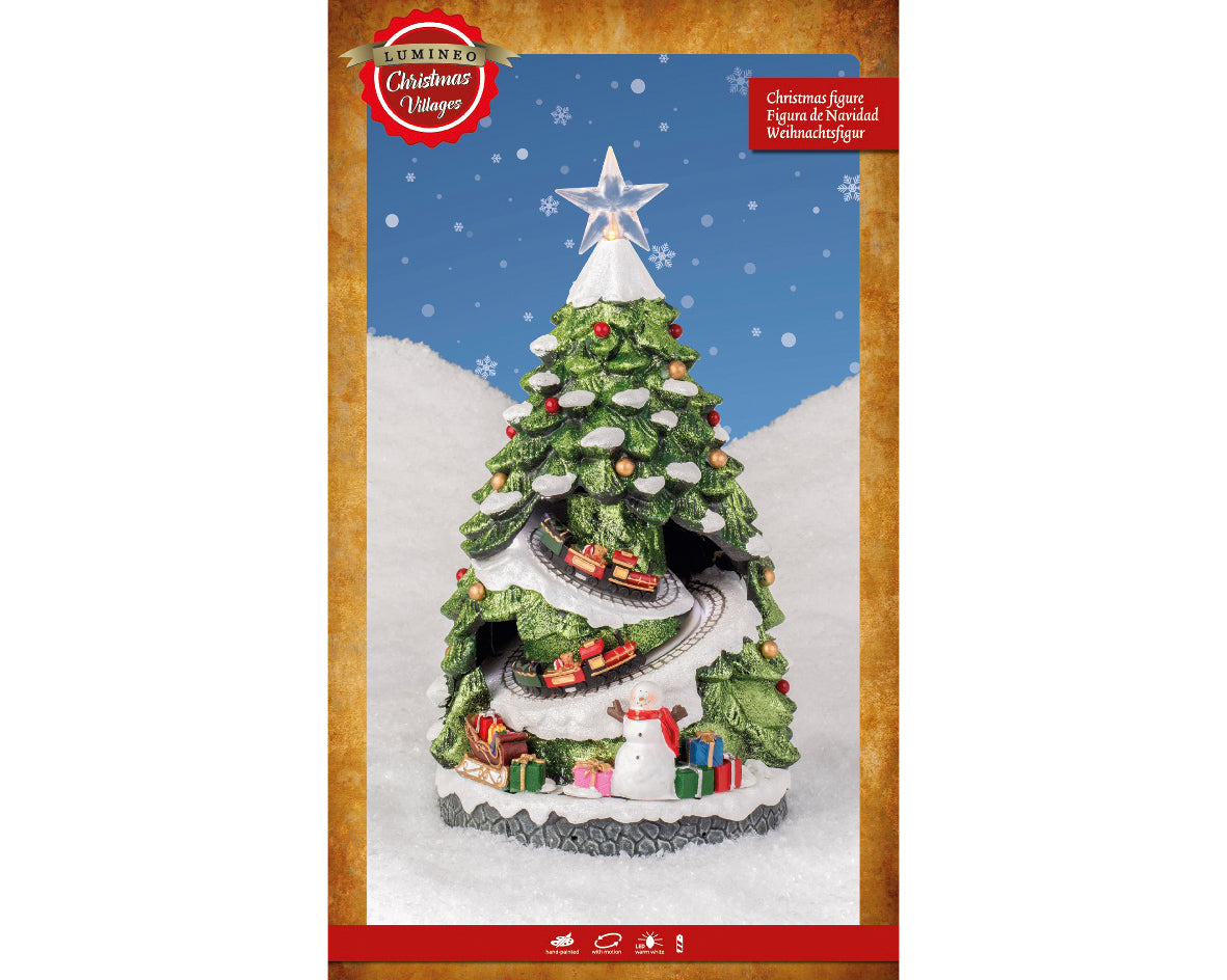 Villaggio di natale albero con treni altezza 38cm Kaemingk