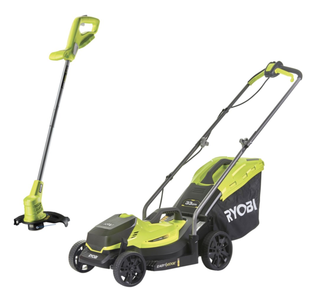 Kit Ryobi 18V Tosaerba Rasaerba + Decespugliatore Taglia Bordi con Batteria 4AH – Set Completo da Giardino