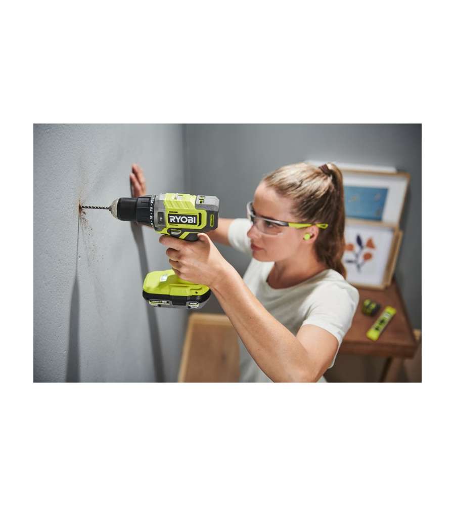 Kit Ryobi 18V ONE+ Trapano Avvitatore con Percussione, 2 Batterie 2.0 Ah, Caricabatteria e Torcia LED | Ryobi