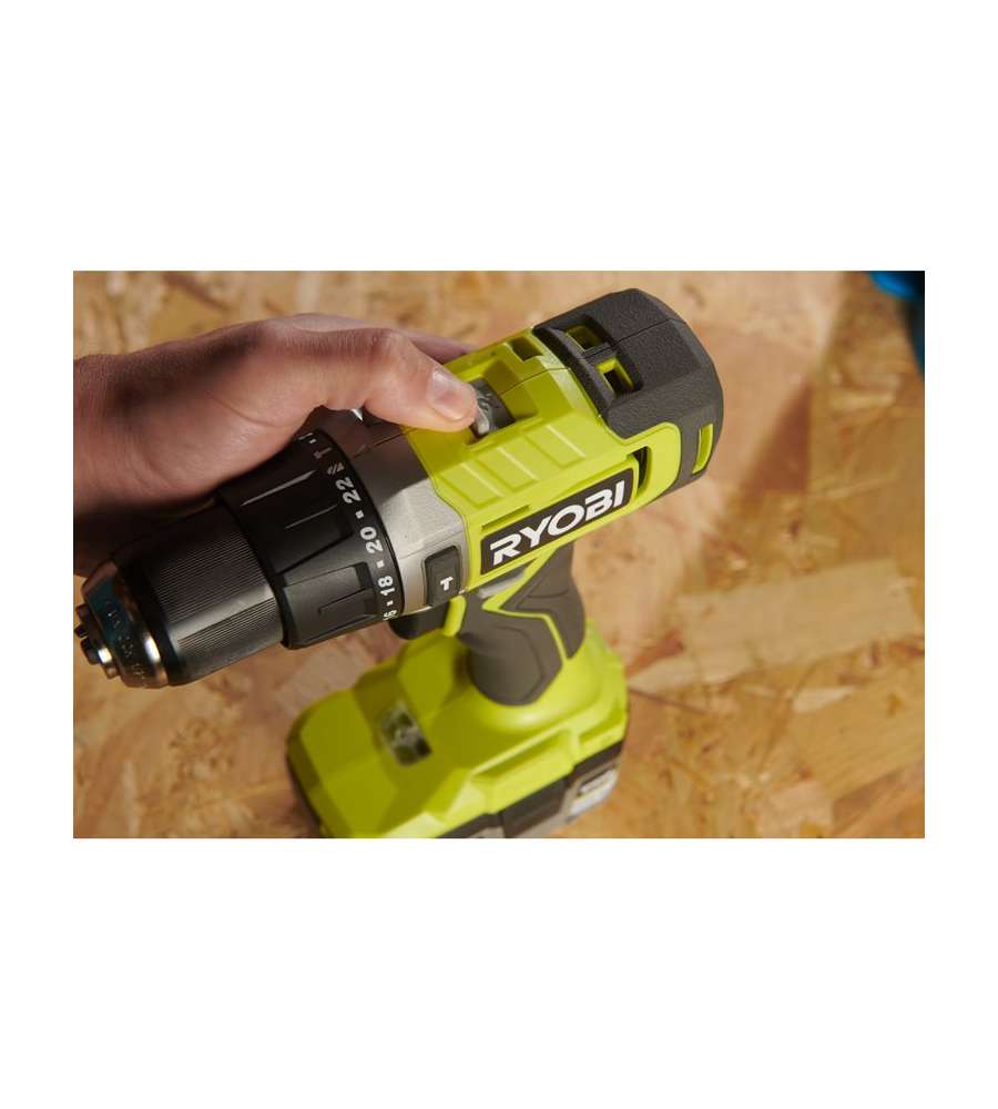 Kit Ryobi 18V ONE+ Trapano Avvitatore con Percussione, 2 Batterie 2.0 Ah, Caricabatteria e Torcia LED | Ryobi