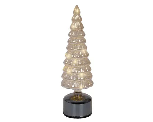 Albero Decorativo Natalizio H.34cm in Vetro con Micro LED Colore Amber Ambra Luce Warm White Bianco Caldo | Kaemingk