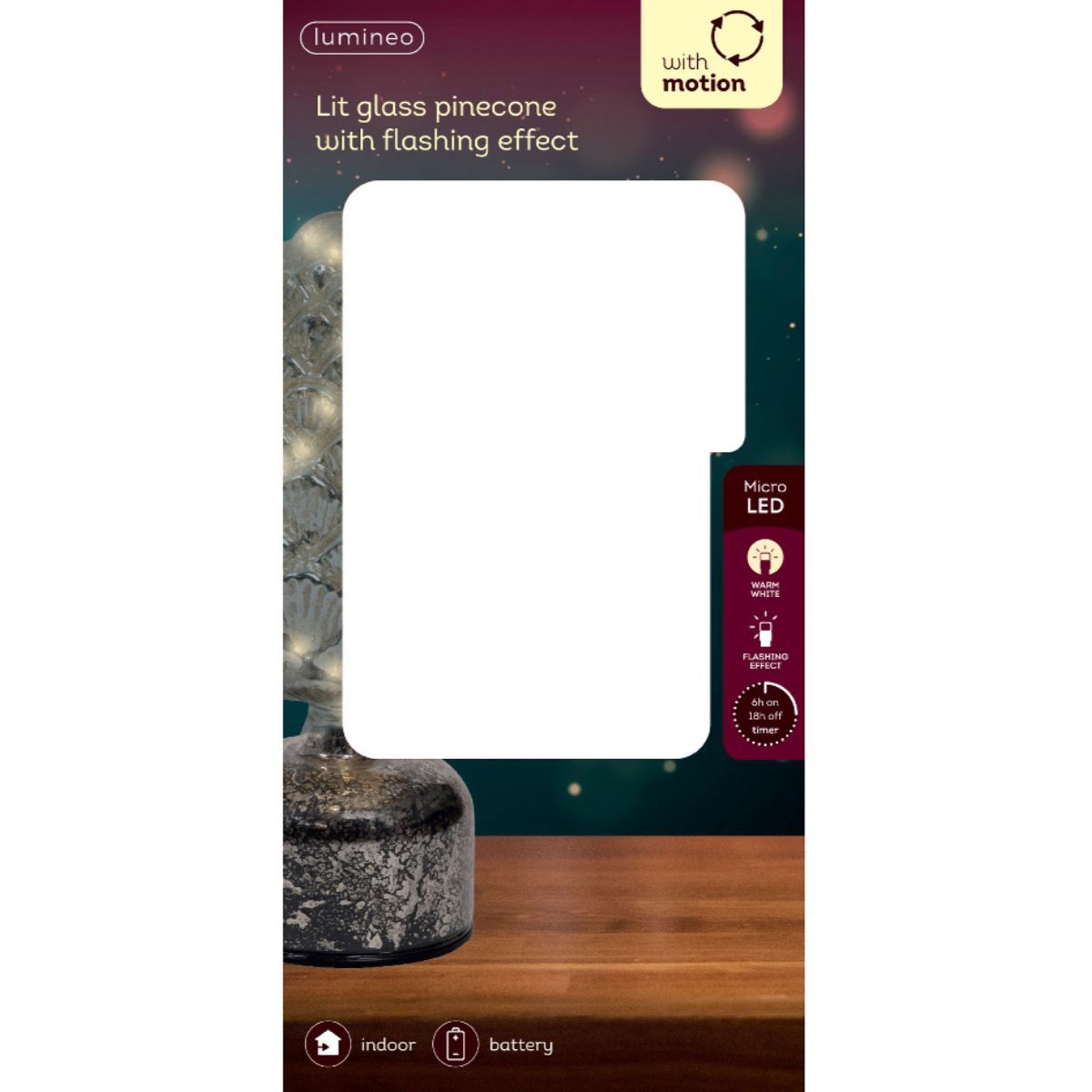 Pigna Decorativa Luminosa di Natale H.24cm in Vetro Colore Gold Oro con Micro LED Luce Warm White Bianco Caldo | Kaemingk