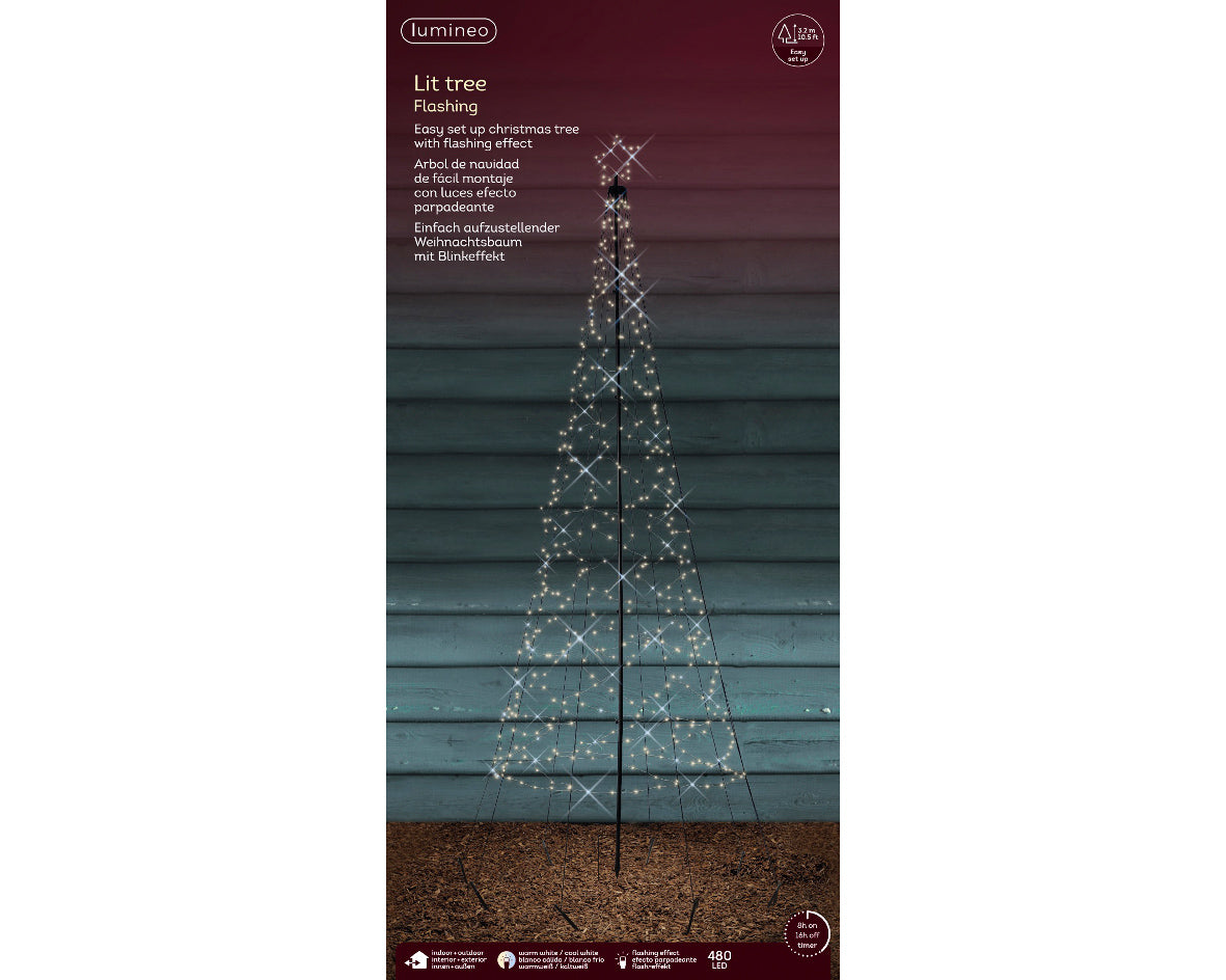 Albero natale a led in pvc effetto lampeggiante da esterno Kaemingk