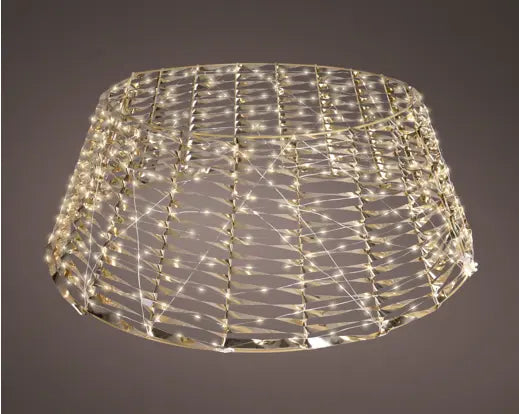 Gonna Copribase Albero di Natale Oro con Micro LED Bianco Caldo Ø58x28 cm per Interno ed Esterno