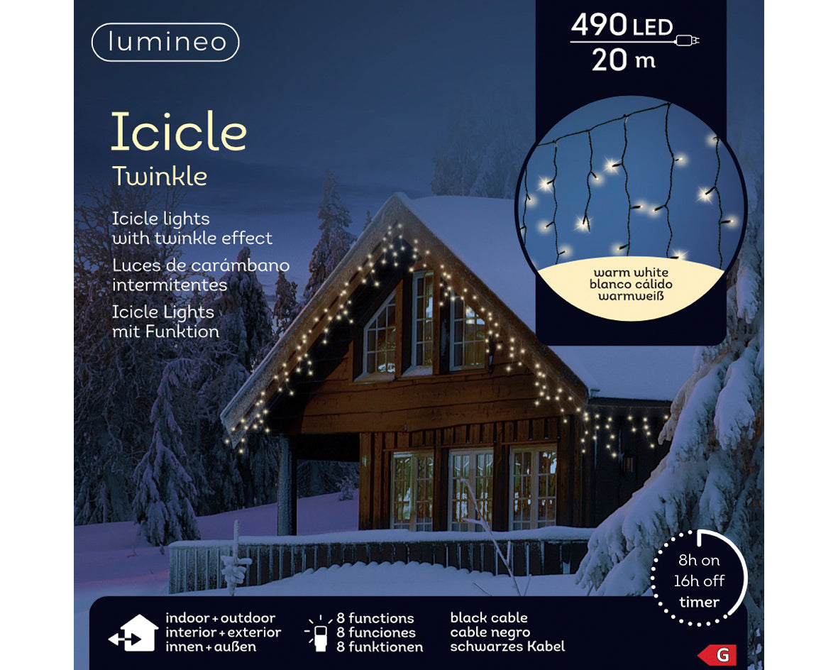 Luci di Natale 490 mini led effetto ghiacciolo bianco Lun.2000cm Alt.50cm 490L Kaemingk