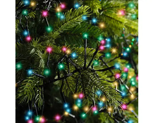 Luci di Natale Cluster 1128 LED Soft Multi 10,5 Metri Kaemingk – 8 Funzioni con Effetto Twinkle per Esterno