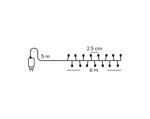 Luci di Natale Compact 480 Micro LED Bianco Caldo 6 Metri con Cavo Nero, 8 Giochi di Luce, Effetto Twinkle e Timer – Catena Luminosa da Esterno IP44