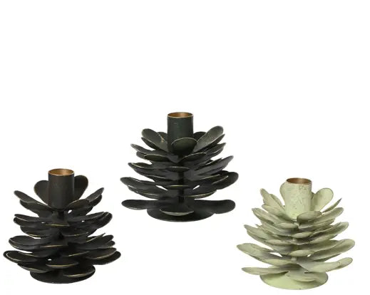 Porta Candele Natalizio Decorativo 11x9,5cm H a Forma di Pigna Assortito 3 Modelli (3ASS) | Kaemingk