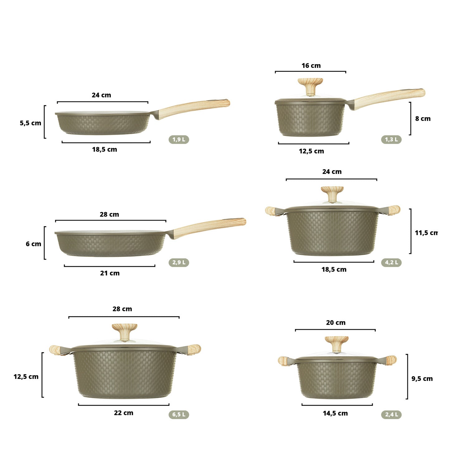 BAMBU' BATTERIA 10 PEZZI VERDE