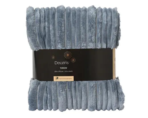 Coperta Morbida Decorativa in Tessuto 170x130cm Colore Blu a Righe Irregolari | Kaemingk