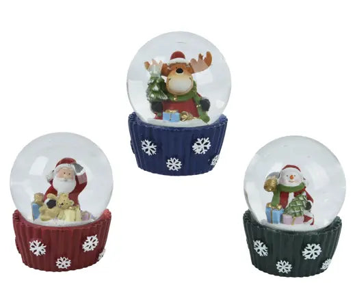 Palla di Neve Natalizia Snowglobe Rotonda in Poliresina Modelli Assortiti 3 Ass | Decorazione Kaemingk