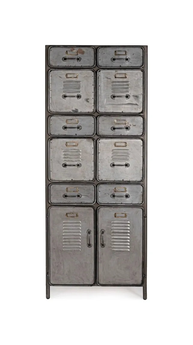 Cassettiera industriale a 10 cassetti in acciaio e legno Store Bizzotto