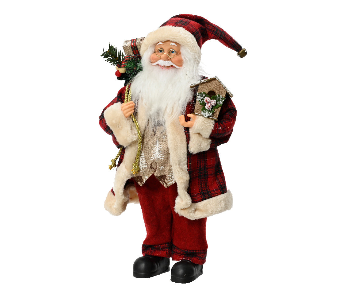 Pupazzo Babbo natale con vestiti rossi Lun.10cm Lar.20cm Alt.30cm Alt.45cm Kaemingk