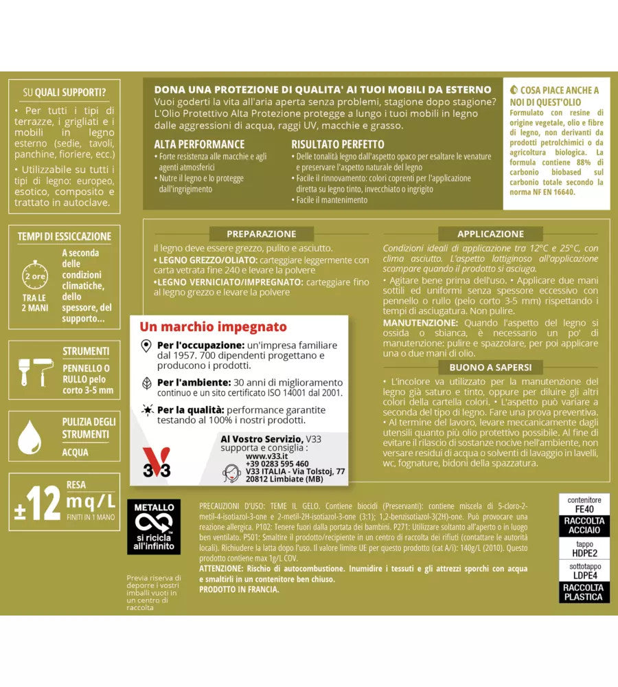Olio Protettivo Teak 0,5L v33| Alta Protezione Mobili Esterno