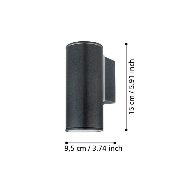 Applique LED da esterno Riga GU10 3W antracite IP44 Eglo