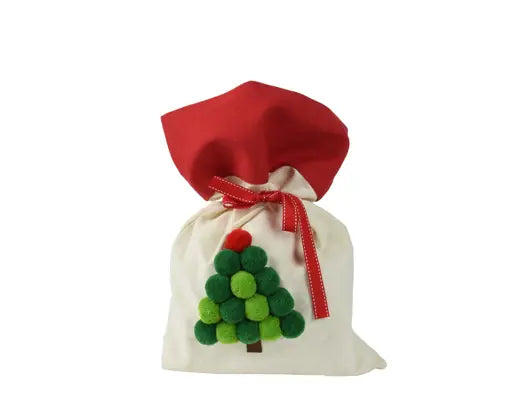 Sacchetto Regalo Natalizio 30x45cm in Poly con Fascia Rossa | Kaemingk